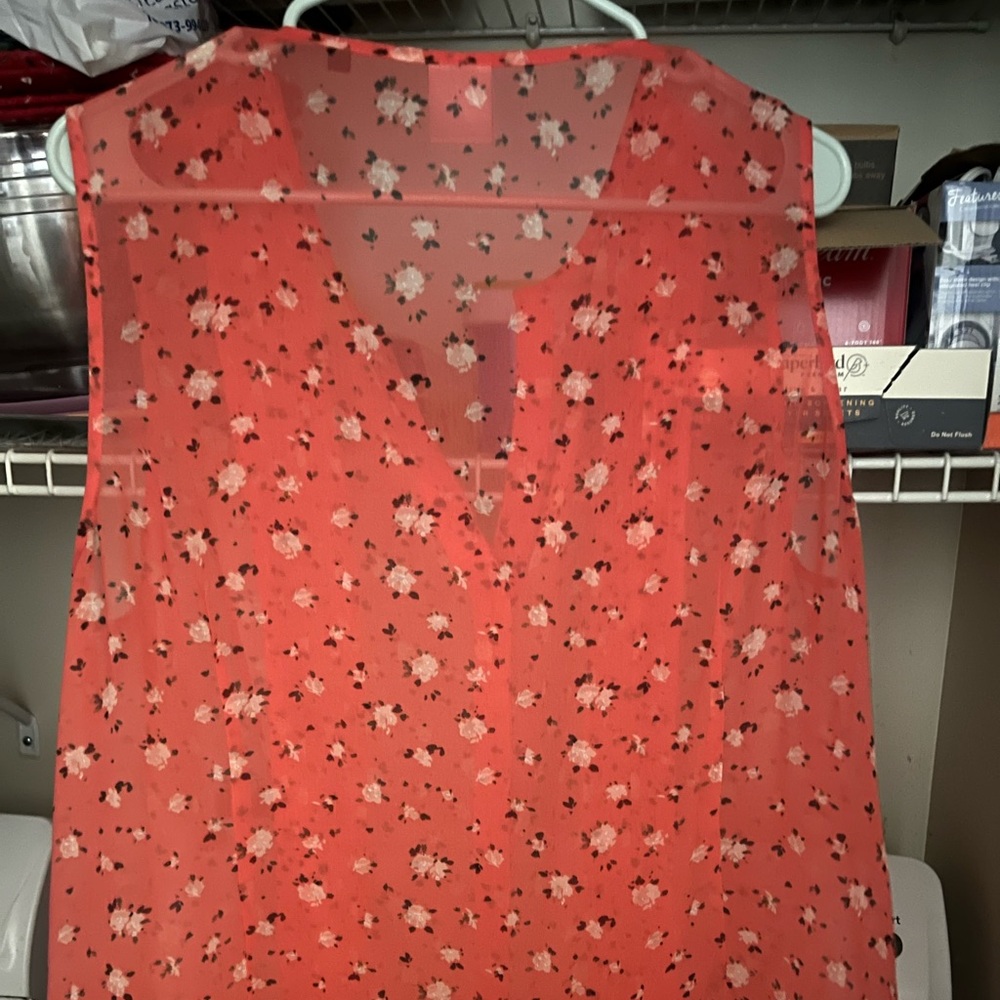 CAbi sheer orange blouse XL